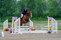 chesnut, Female rider, Athabasca, Blue top